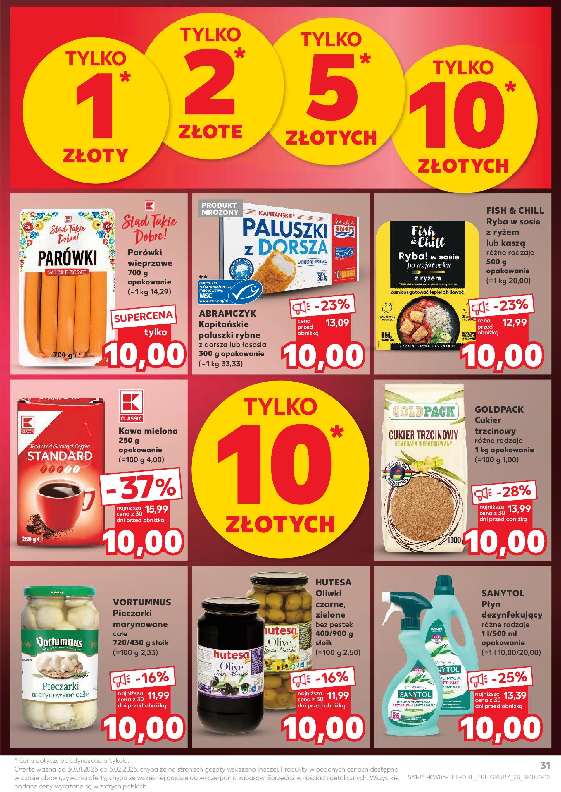 Kaufland - Kaufland Food_ważna do 05.02 od 31.01.2025 - od jutra PDF | Strona: 31 | Produkty: Paluszki rybne, Paluszki, Kawa, Cukier