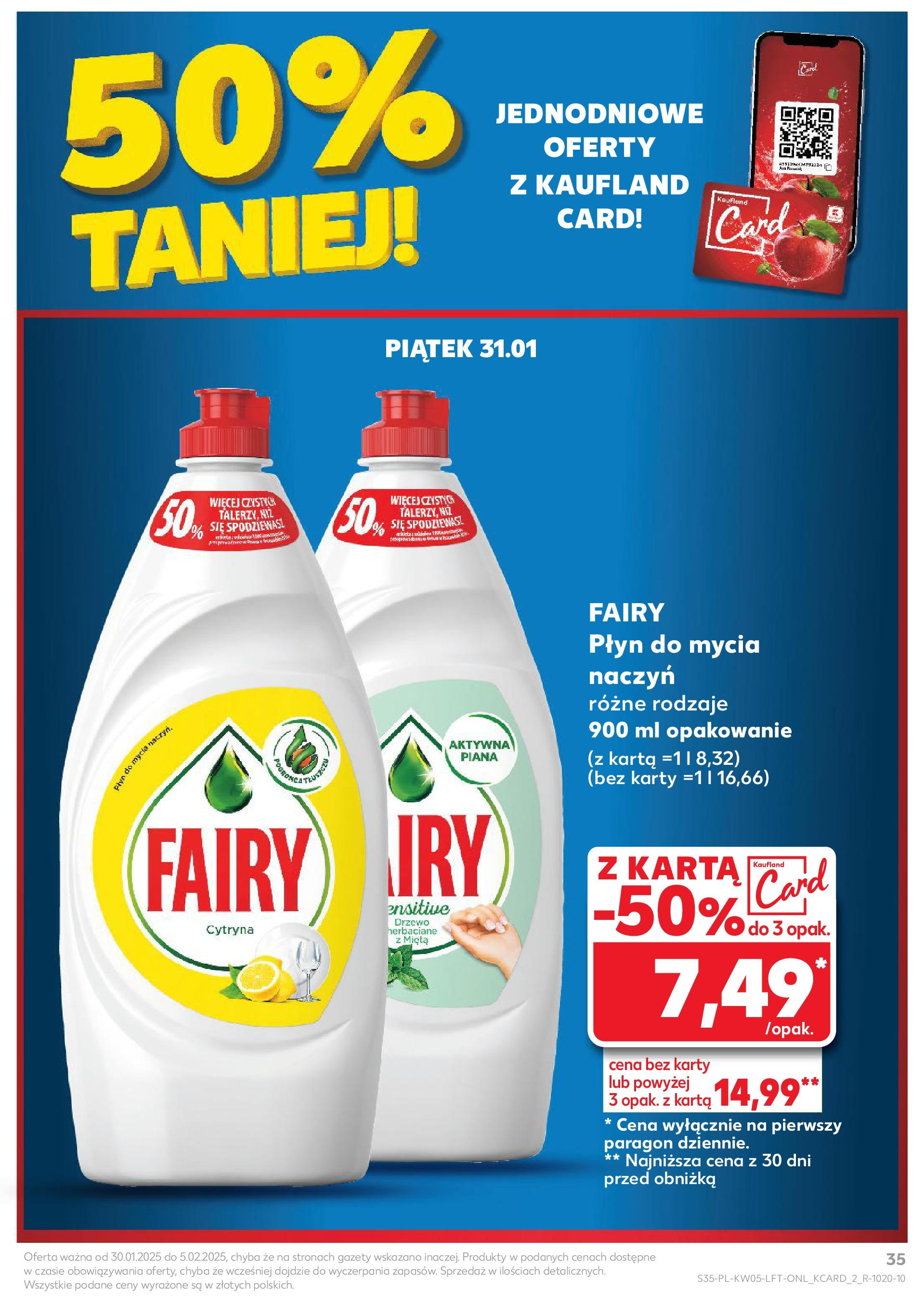 Kaufland - Kaufland Food_ważna do 05.02 od 31.01.2025 - od jutra PDF | Strona: 35 | Produkty: Karta, Mięta, Fairy, Płyn do mycia naczyń