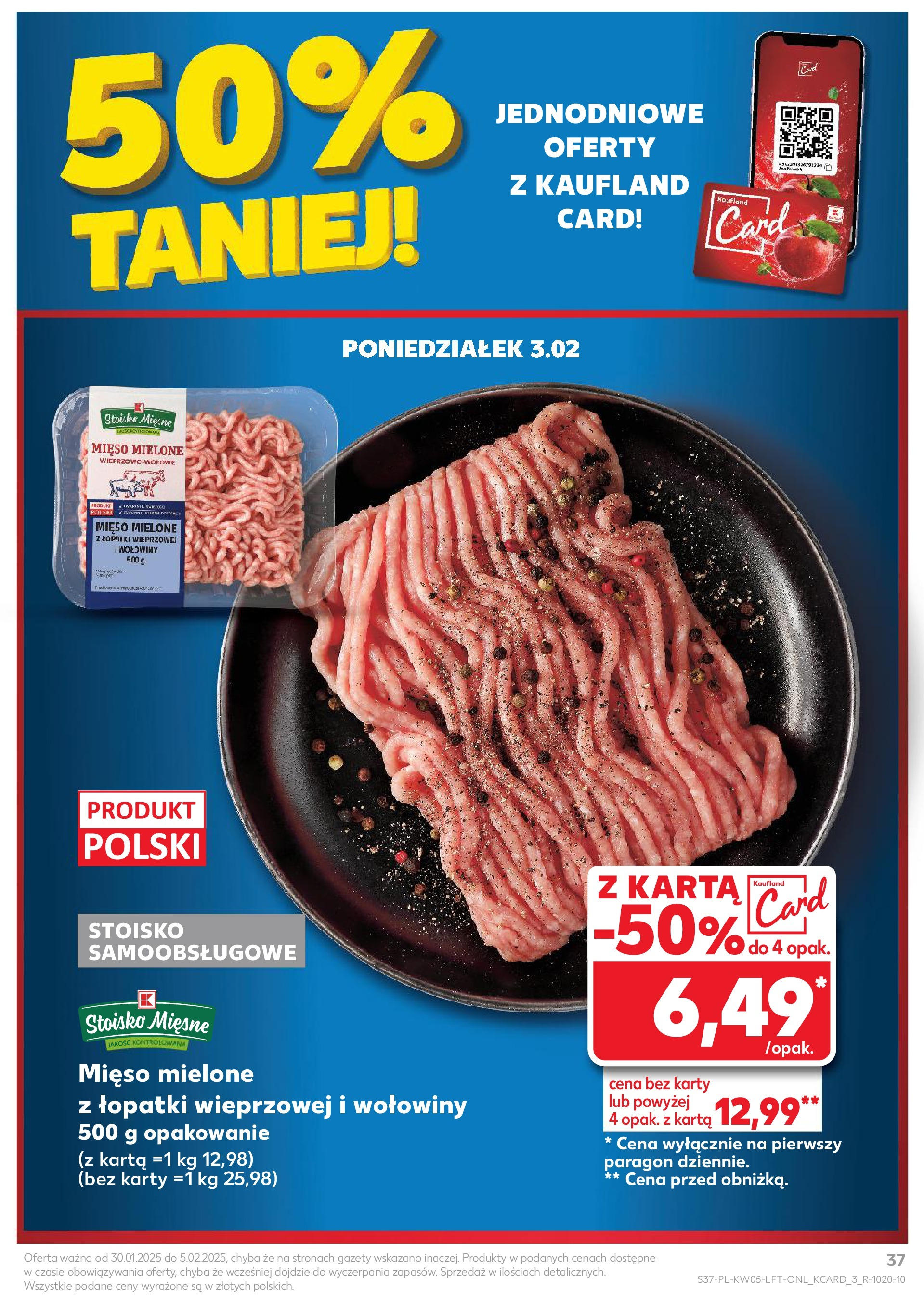 Kaufland - Kaufland Food_ważna do 05.02 od 31.01.2025 - od jutra PDF | Strona: 37 | Produkty: Karta, Mięso, Mięso mielone