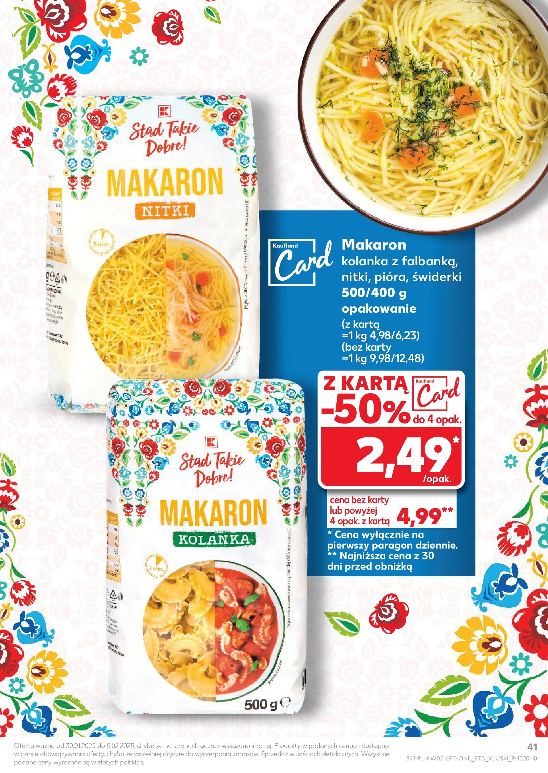 Kaufland - Kaufland Food_ważna do 05.02 od 31.01.2025 - od jutra PDF | Strona: 41 | Produkty: Karta, Makaron