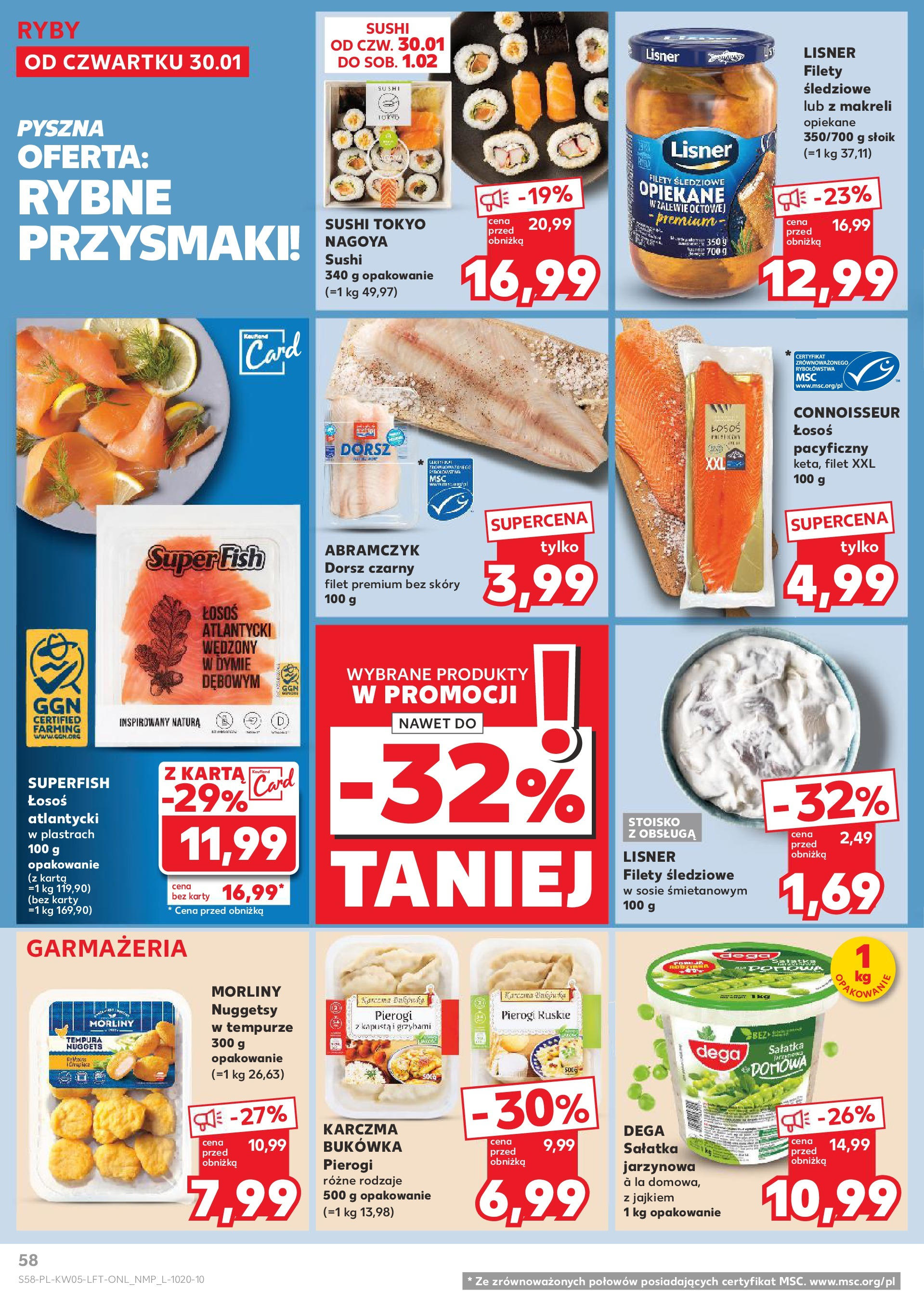 Kaufland - Kaufland Food_ważna do 05.02 od 31.01.2025 - od jutra PDF | Strona: 58 | Produkty: Kapusta, Karta, Pierogi, Dorsz