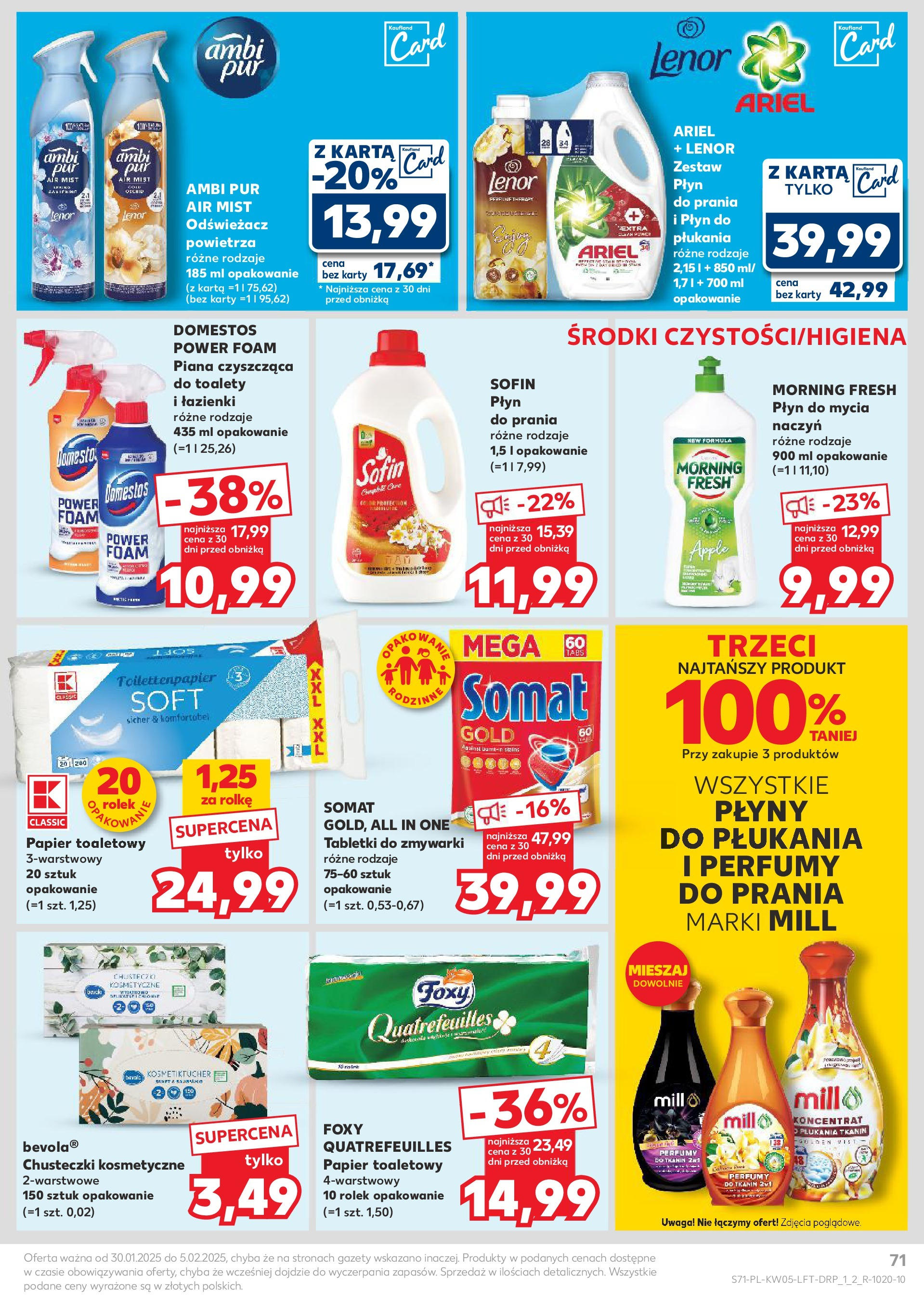 Kaufland - Kaufland Food_ważna do 05.02 od 31.01.2025 - od jutra PDF | Strona: 71 | Produkty: Odświeżacz, Karta, Ariel, Tabletki do zmywarki