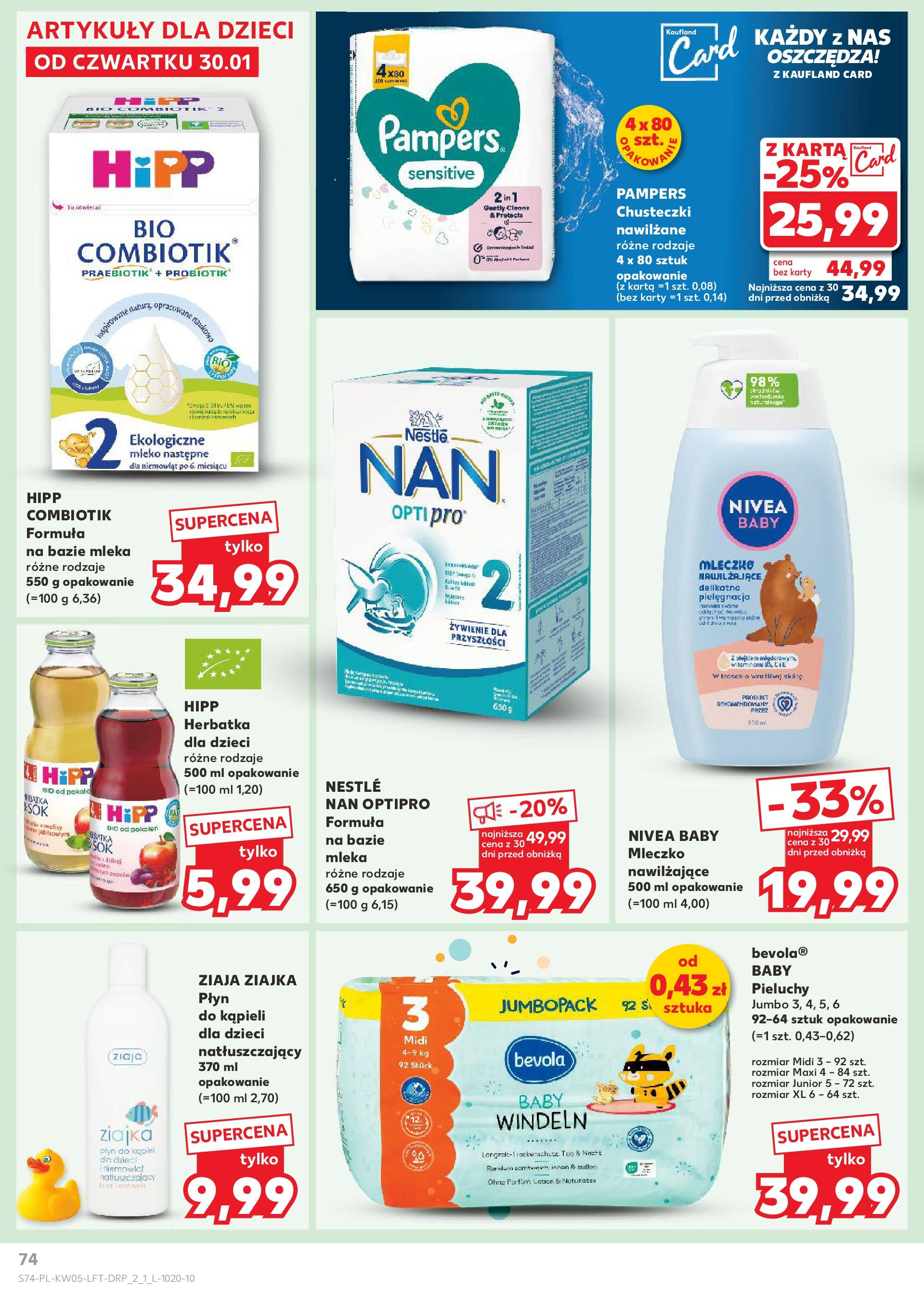 Kaufland - Kaufland Food_ważna do 05.02 od 31.01.2025 - od jutra PDF | Strona: 74 | Produkty: Karta, Mleka, Pampers, Mleko