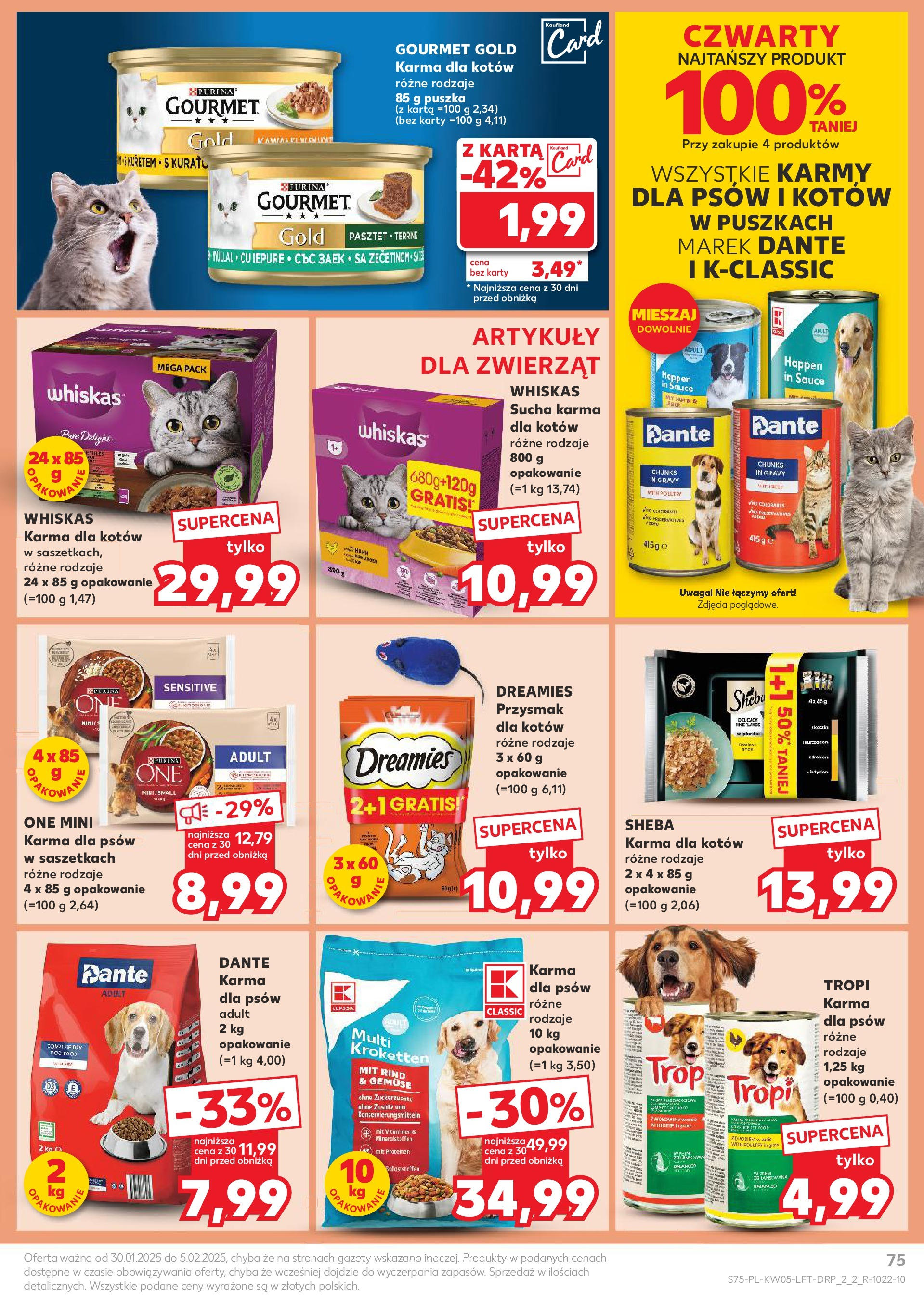 Kaufland - Kaufland Food_ważna do 05.02 od 31.01.2025 - od jutra PDF | Strona: 75 | Produkty: Karta, Karma dla kotów, Karma dla psów