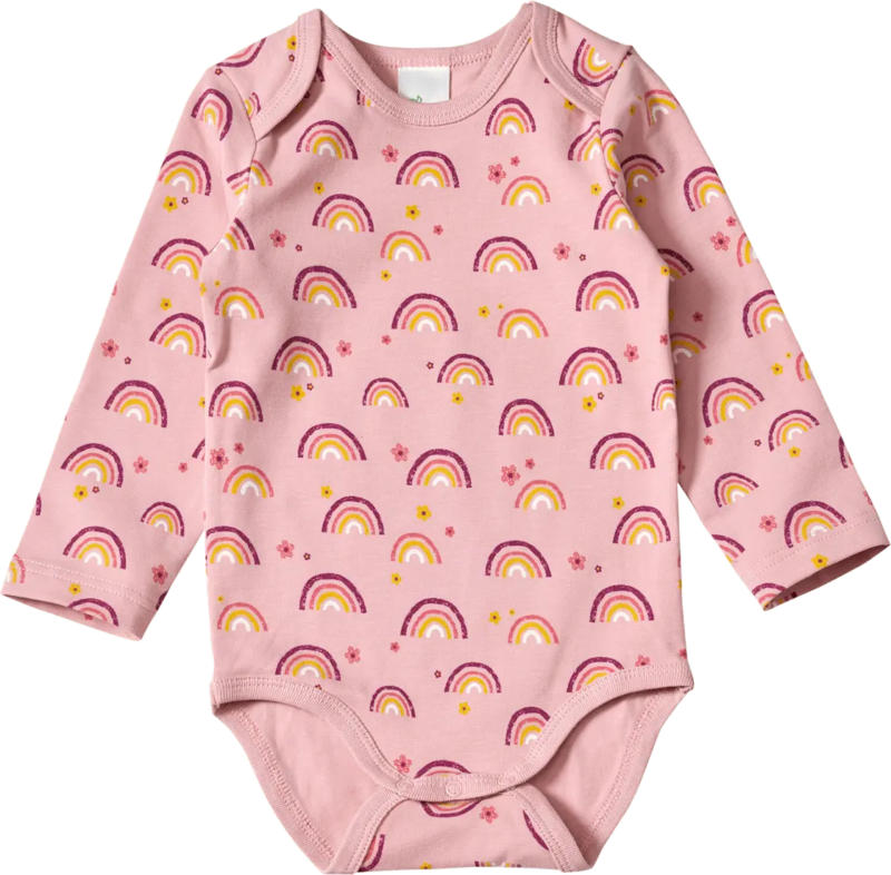 ALANA Langarmbody Pro Climate mit Regenbogen-Muster, rosa, Gr. 74/80