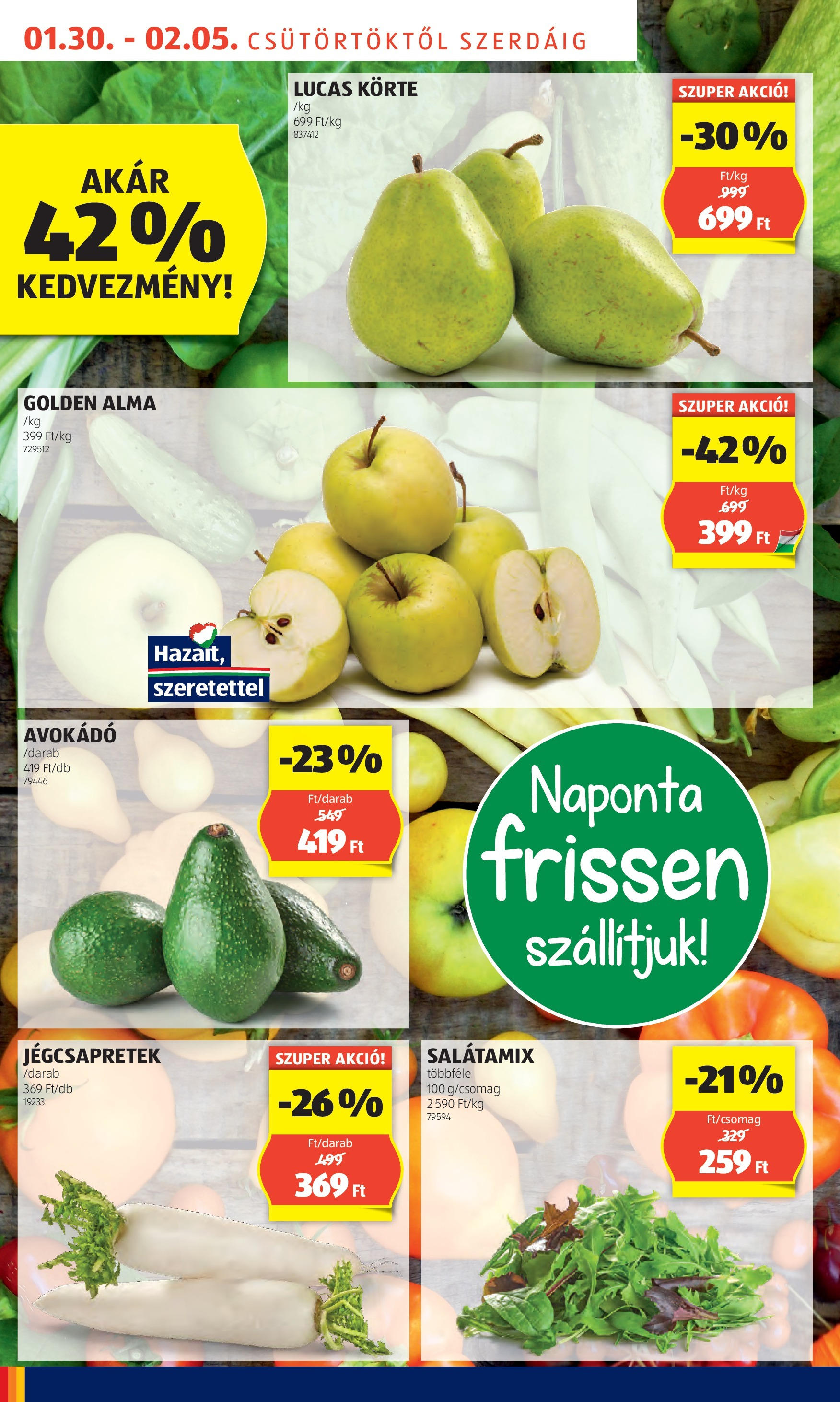 Aldi - Aldi újság érvényessége 2025.02.05.-iG - 2025.01.29. -tól/töl > akció, lapozható szórólap 🛍️ | Oldal: 4 | Termékek: Körte, Alma, Jégcsapretek, Avokádó