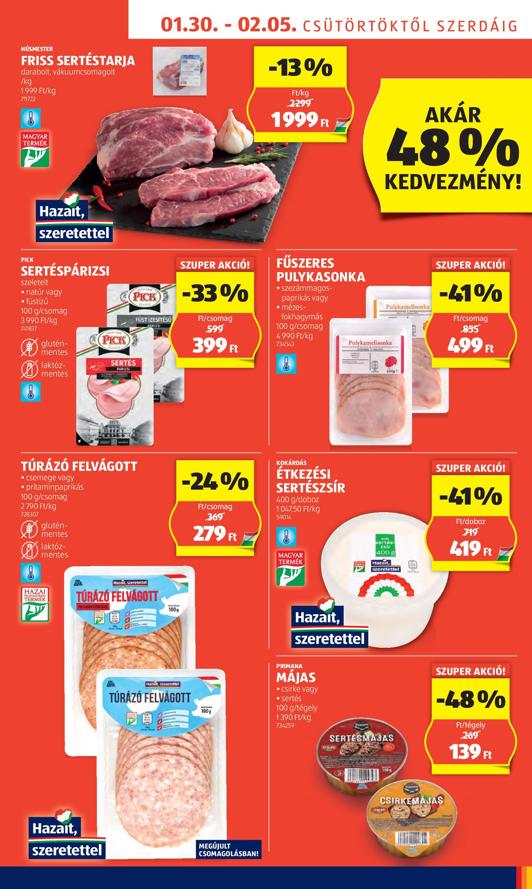 Aldi - Aldi újság érvényessége 2025.02.05.-iG - 2025.01.29. -tól/töl > akció, lapozható szórólap 🛍️ | Oldal: 5 | Termékek: Sertéstarja, Pick, Felvágott, Párizsi