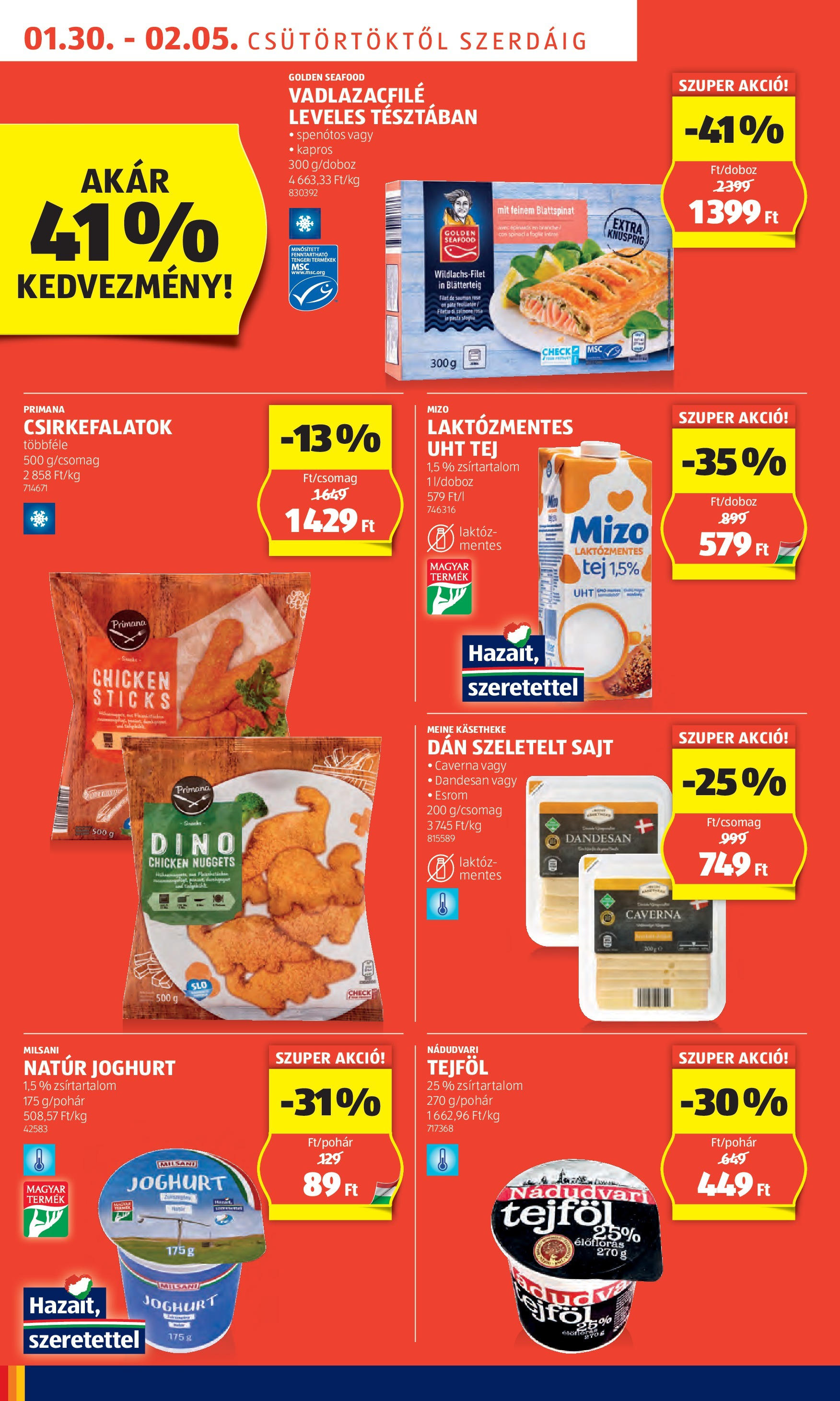 Aldi - Aldi újság érvényessége 2025.02.05.-iG - 2025.01.29. -tól/töl > akció, lapozható szórólap 🛍️ | Oldal: 6 | Termékek: Nuggets, Tej, Joghurt, Tejföl