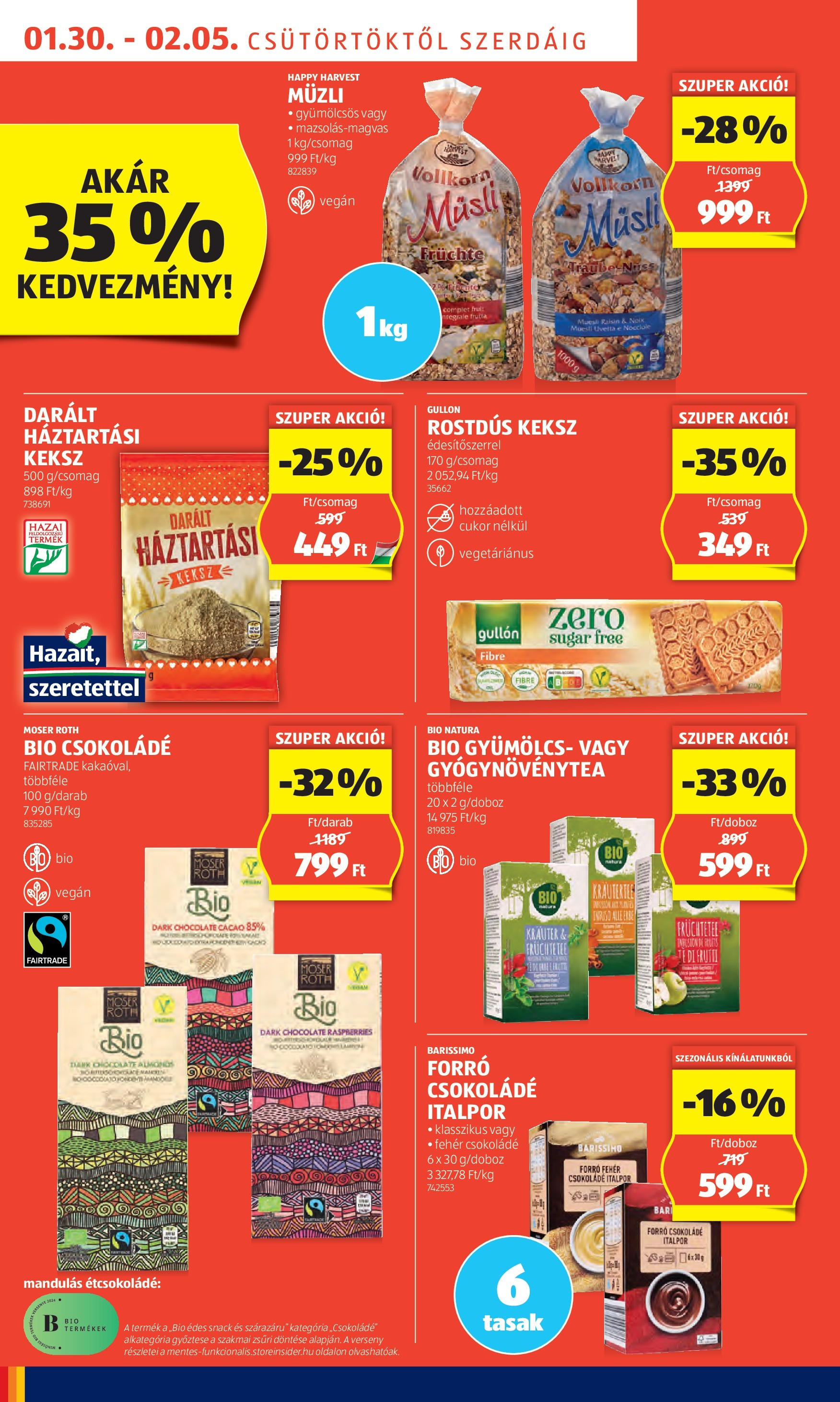 Aldi - Aldi újság érvényessége 2025.02.05.-iG - 2025.01.29. -tól/töl > akció, lapozható szórólap 🛍️ | Oldal: 8 | Termékek: Müzli, Csokoládé, Vegán, Cukor