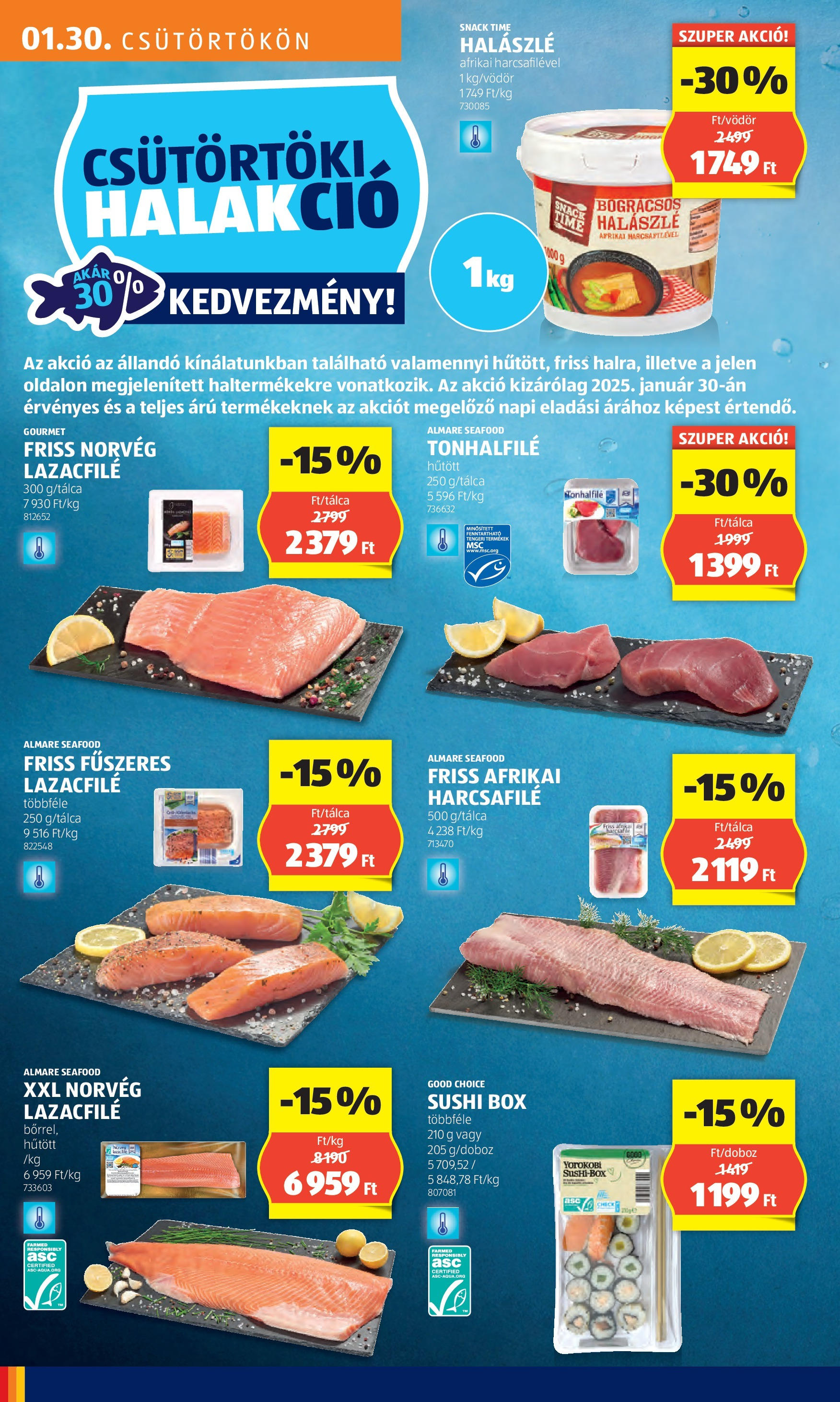 Aldi - Aldi újság érvényessége 2025.02.05.-iG - 2025.01.29. -tól/töl > akció, lapozható szórólap 🛍️ | Oldal: 12 | Termékek: Lazacfilé, Sushi, Halászlé