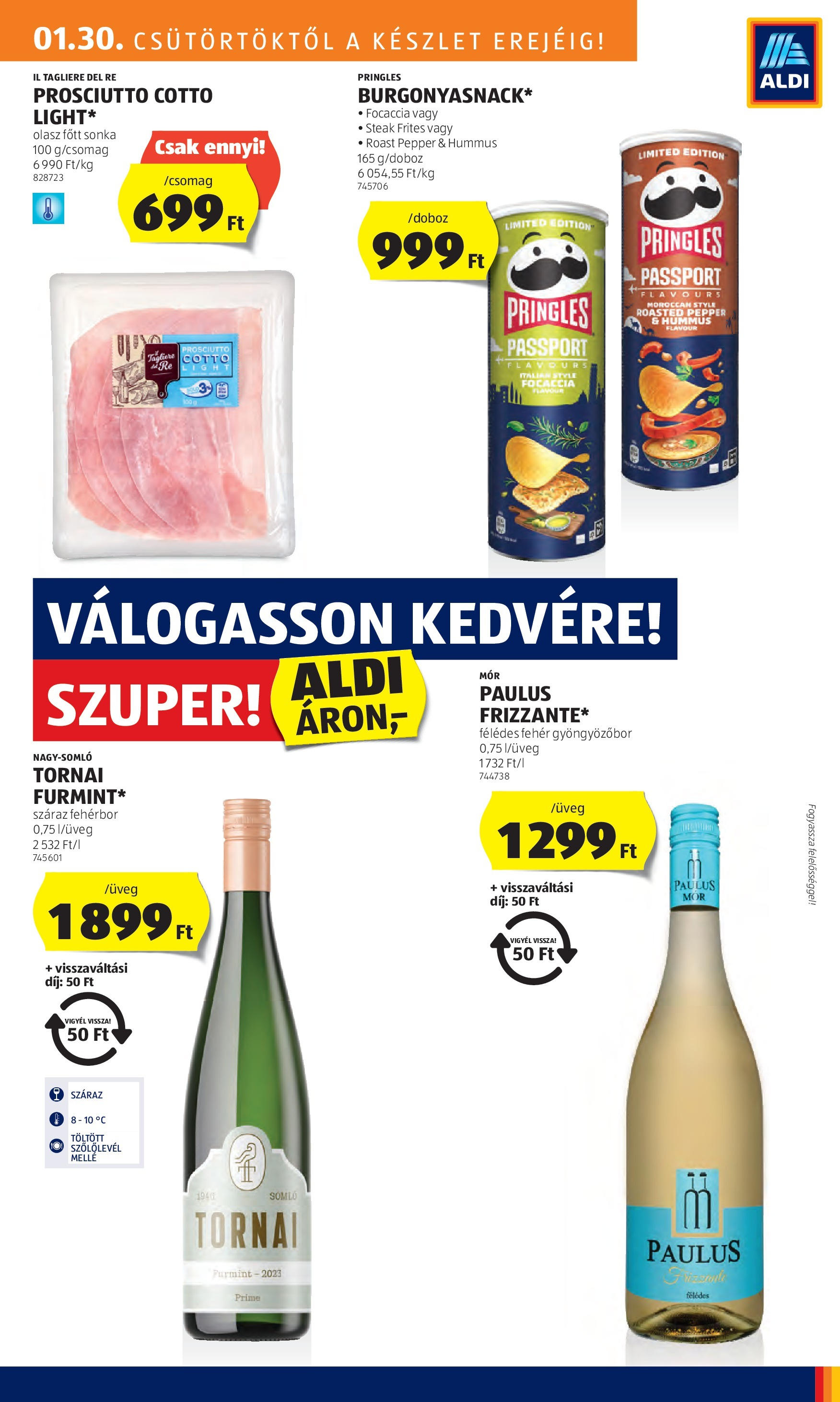 Aldi - Aldi újság érvényessége 2025.02.05.-iG - 2025.01.29. -tól/töl > akció, lapozható szórólap 🛍️ | Oldal: 19 | Termékek: Pringles, Sonka, Gyöngyözőbor, Fehérbor