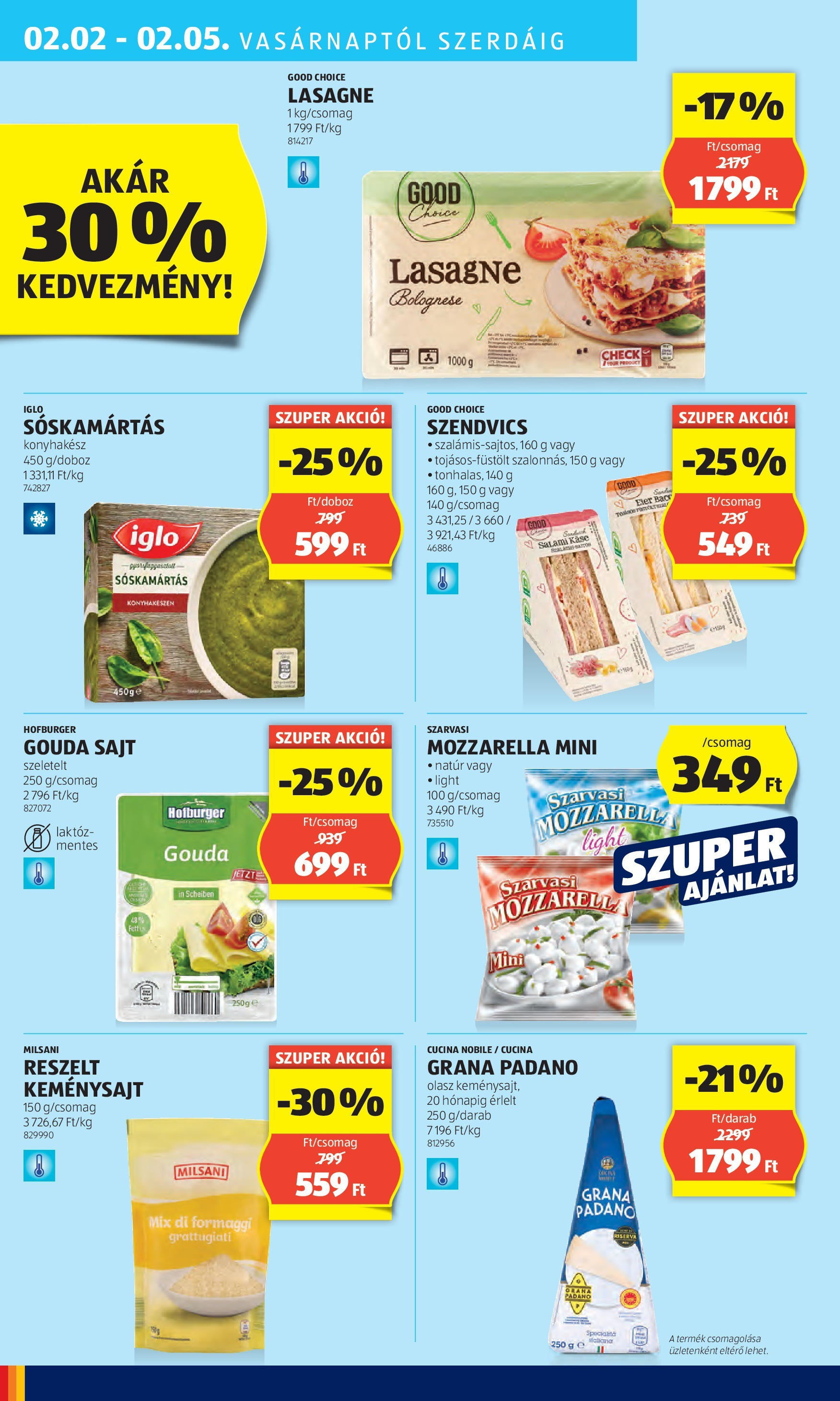 Aldi - Aldi újság érvényessége 2025.02.05.-iG - 2025.01.29. -tól/töl > akció, lapozható szórólap 🛍️ | Oldal: 30 | Termékek: Mozzarella, Grana padano, Sajt, Lasagne