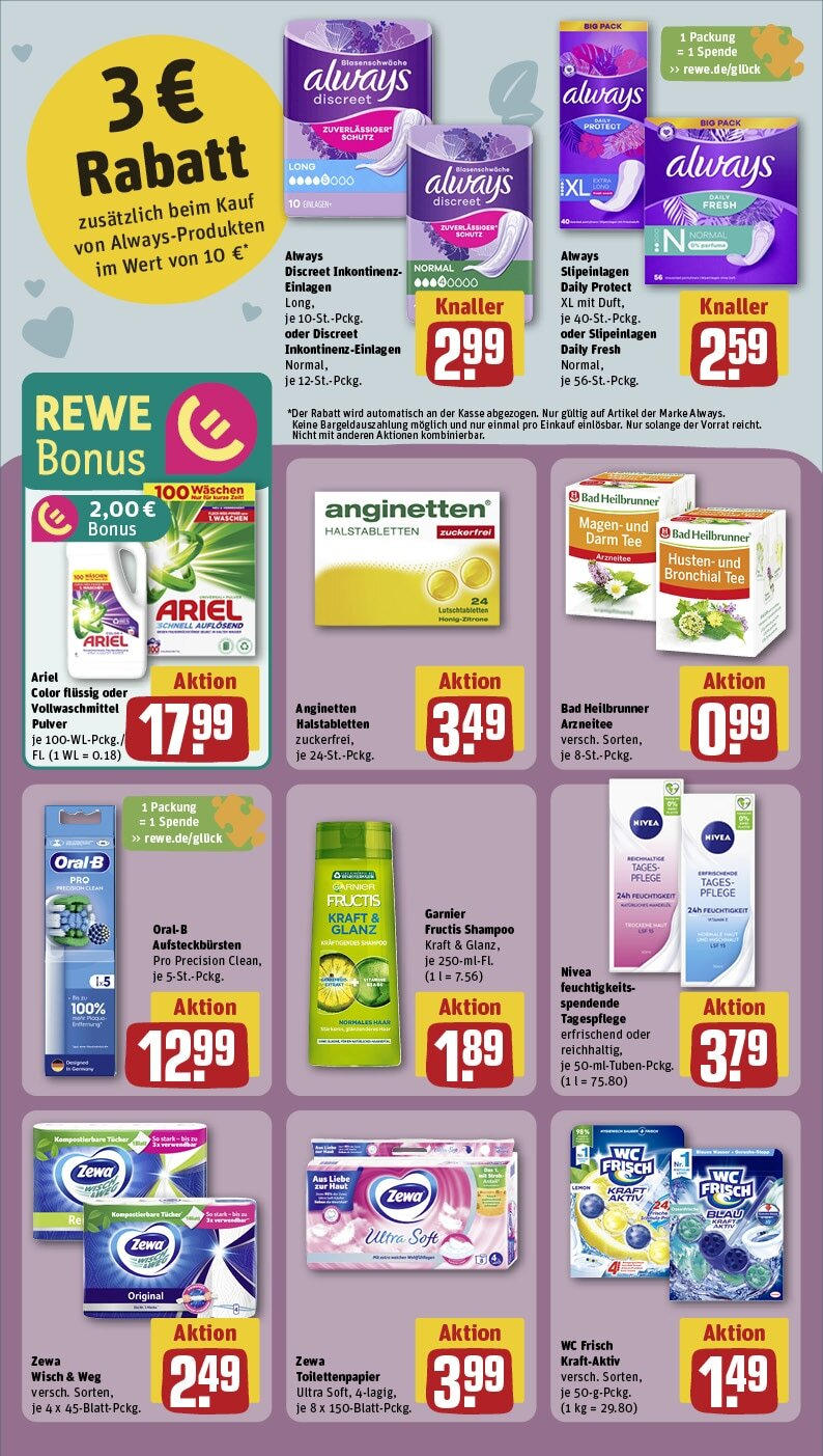 Rewe - Rewe: Wochenangebote (ab 02.02.2025) zum Blättern » Angebote | Seite: 25 | Produkte: Ariel, Zewa, Tee, Toilettenpapier