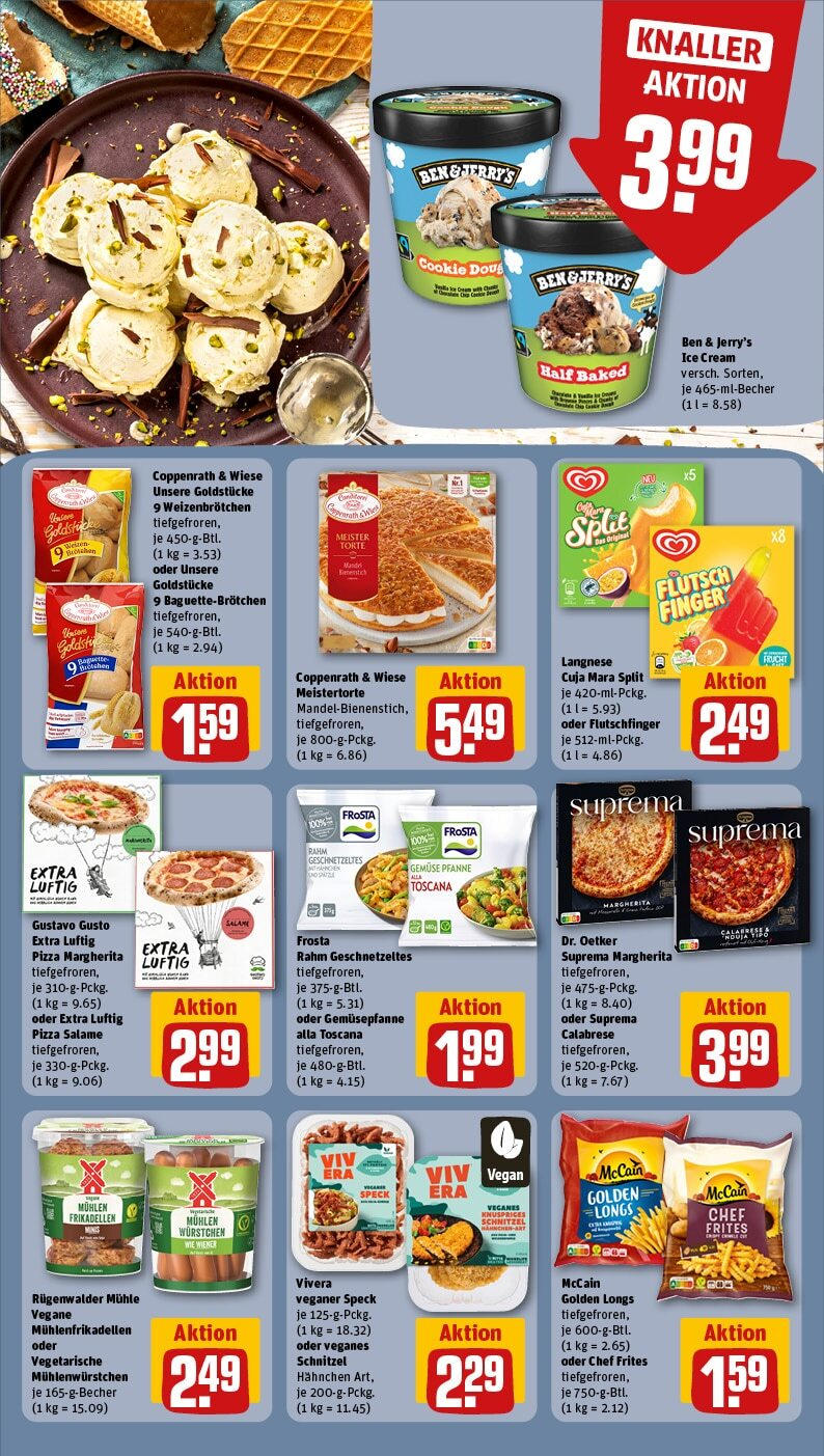 Rewe - Büdingen, Bahnhofstraße 50 (ab 03.02.2025) zum Blättern » Angebote | Seite: 14 | Produkte: Langnese, Mühle, Frosta, Pizza