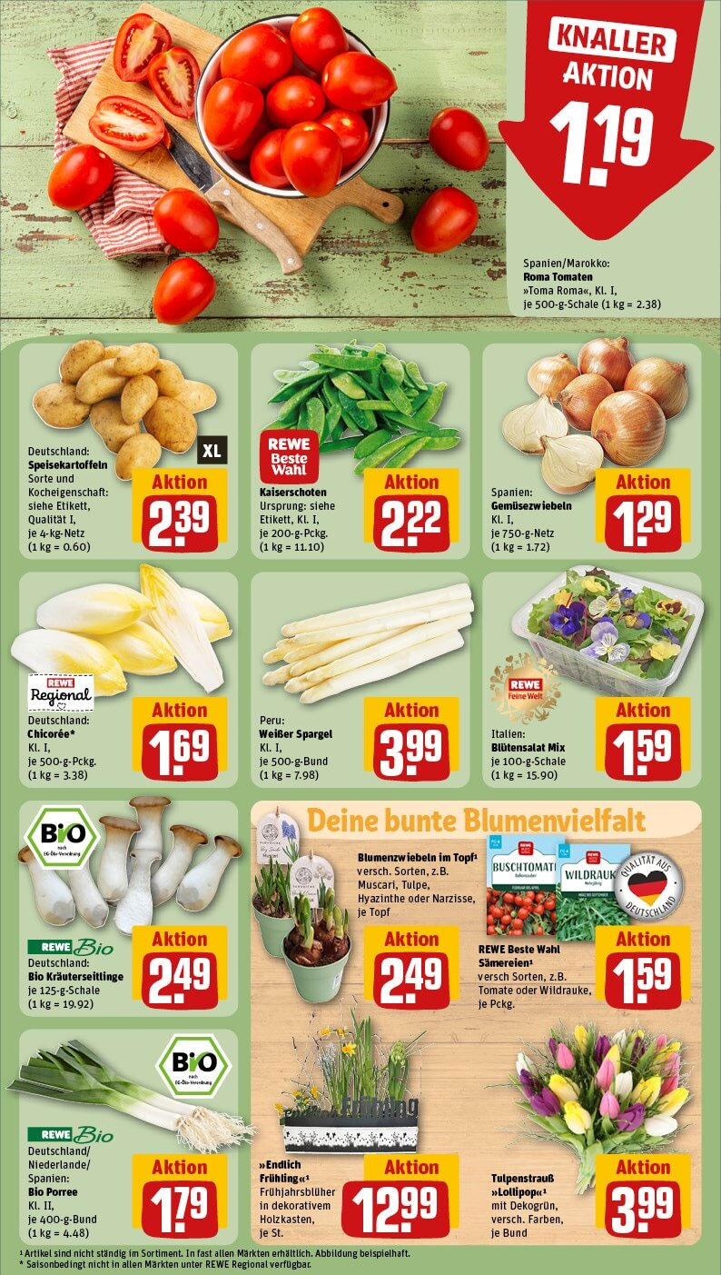 Rewe - Rewe: Wochenangebote (ab 02.02.2025) zum Blättern » Angebote | Seite: 9 | Produkte: Tomaten, Spargel