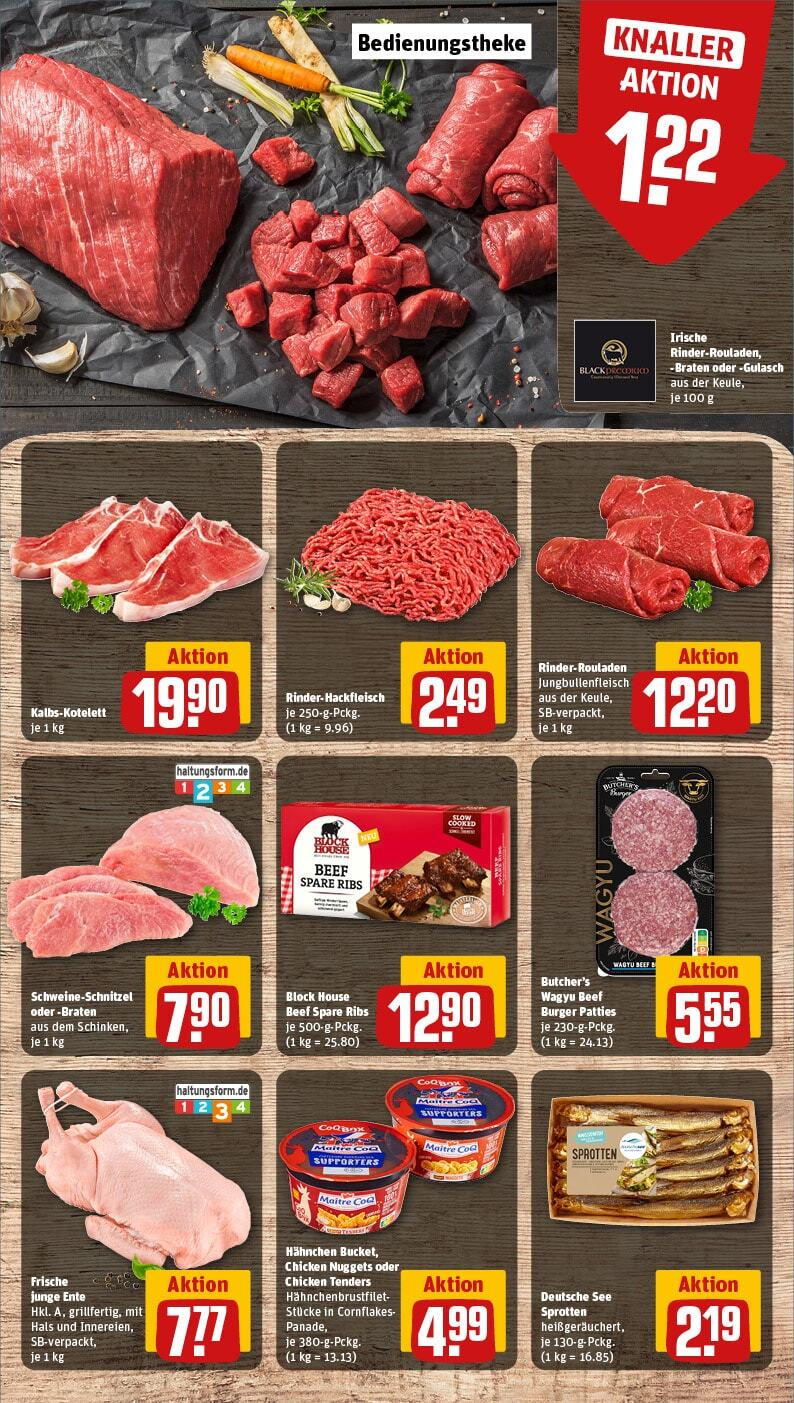 Rewe - Rewe: Wochenangebote (ab 02.02.2025) zum Blättern » Angebote | Seite: 10 | Produkte: Rinderrouladen, Hahnchen, Spare ribs, Burger