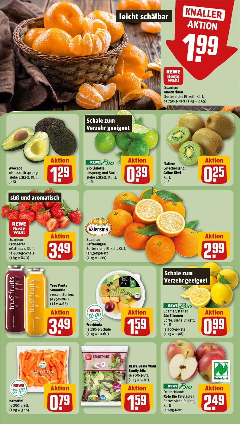 Rewe - Sulzfeld, Hauptstraße 1 (ab 03.02.2025) zum Blättern » Angebote | Seite: 8 | Produkte: Valensina, Avocado, Limette, Zitronen