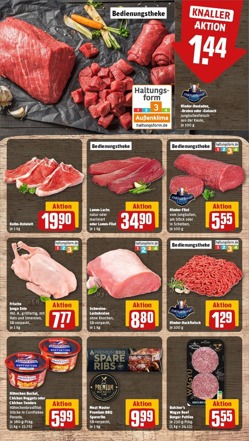 Rewe - Morbach, Bremer Wiese 2 (ab 03.02.2025) zum Blättern » Angebote | Seite: 10 | Produkte: Rinderrouladen, Burger, Gulasch, Ente