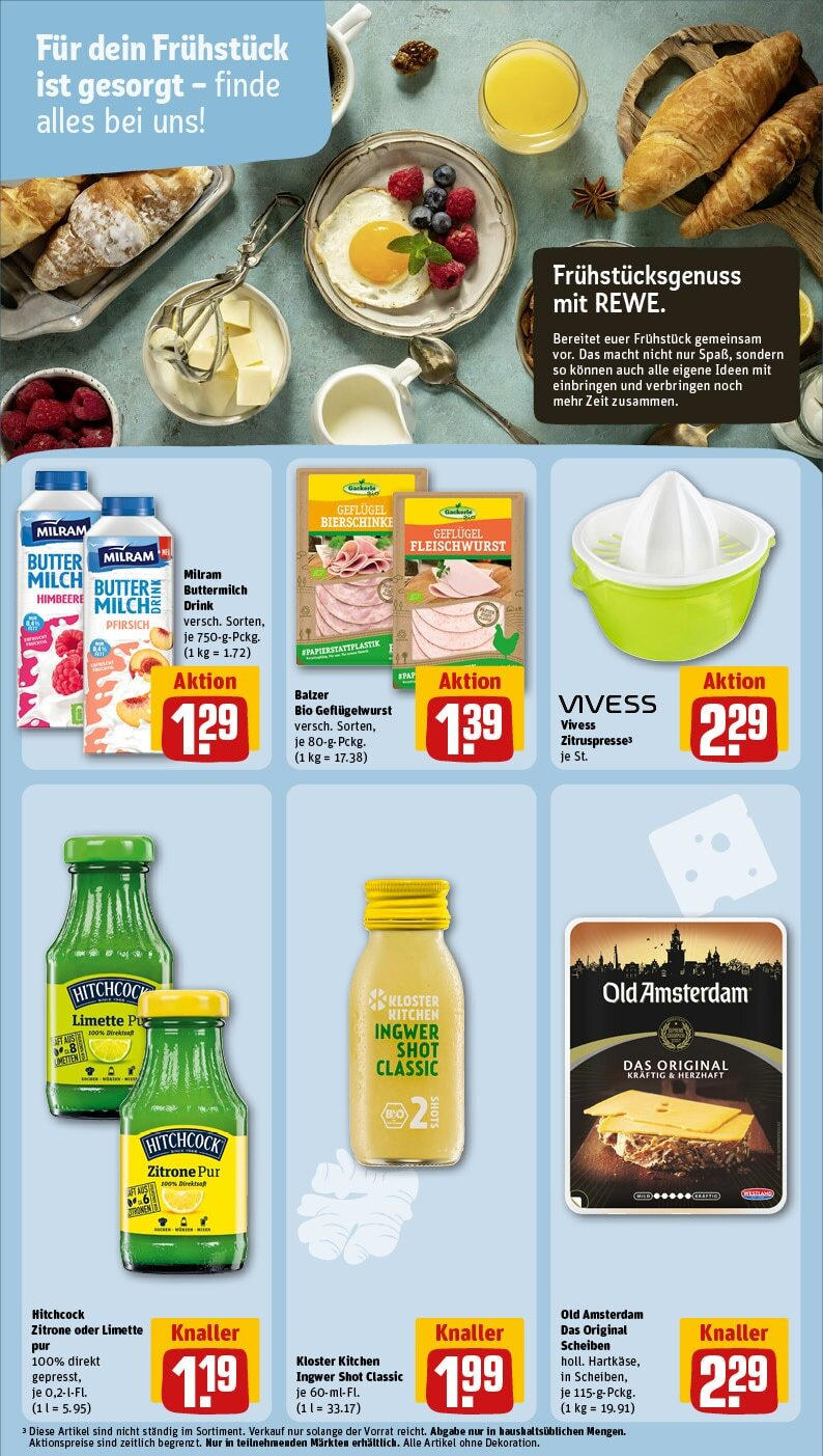 Rewe - Morbach, Bremer Wiese 2 (ab 03.02.2025) zum Blättern » Angebote | Seite: 17 | Produkte: Milch, Zitrone, Pfirsich, Himbeere