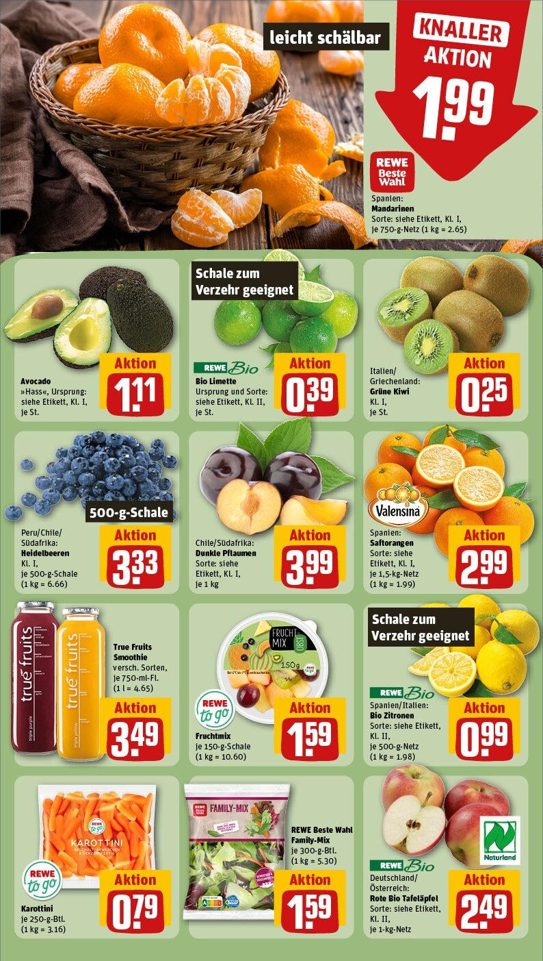 Rewe - Rewe: Wochenangebote (ab 02.02.2025) zum Blättern » Angebote | Seite: 8 | Produkte: Heidelbeeren, Obst, Kiwi, Zitronen