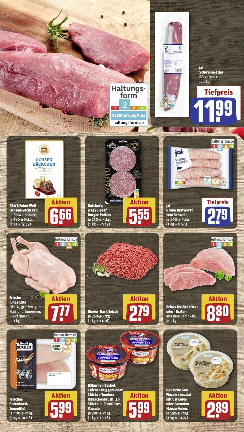 Rewe - Bingen, Basilikastraße 3 (ab 03.02.2025) zum Blättern » Angebote | Seite: 10 | Produkte: Hahnchen, Garnelen, Schweinefilet, Ente