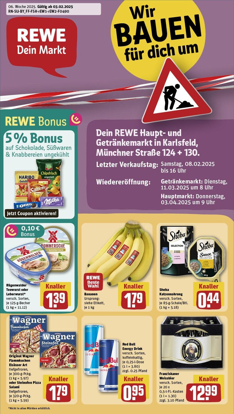 Rewe - Rewe: Wochenangebote (ab 02.02.2025) zum Blättern » Angebote | Seite: 1 | Produkte: Sheba, Energy, Milka, Pizza