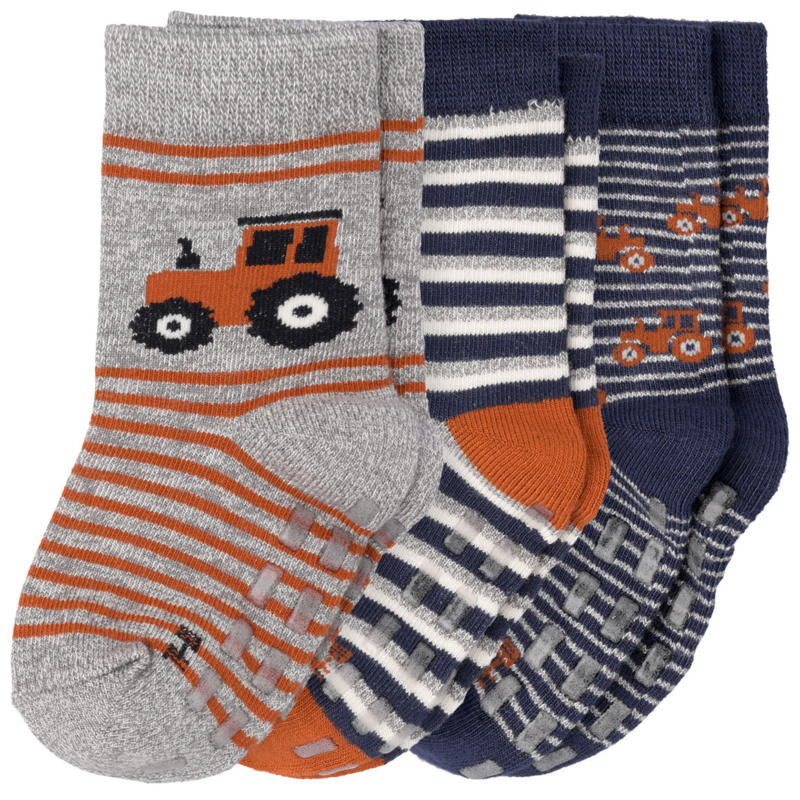 3 Paar Baby Stoppersocken mit Treckern