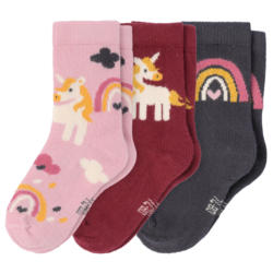 3 Paar Baby Socken mit Einhorn-Motiven