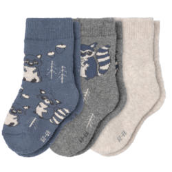 3 Paar Baby Frottee-Socken mit Waschbär-Motiv (Nur online)