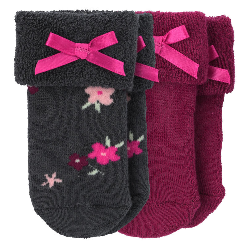 2 Paar Newborn Socken mit Zierschleife (Nur online)