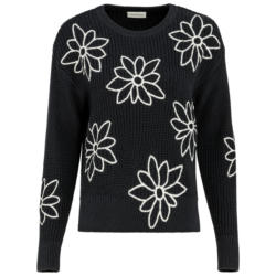 Damen Strickpullover mit Blumen-Stickerei (Nur online)