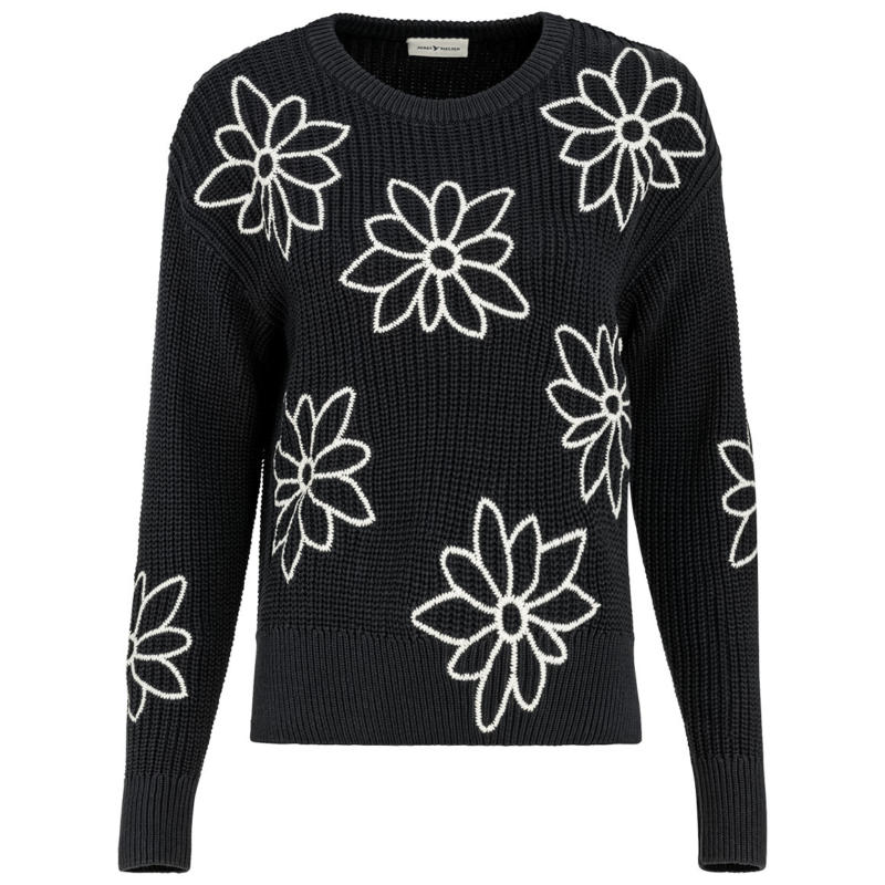 Damen Strickpullover mit Blumen-Stickerei (Nur online)