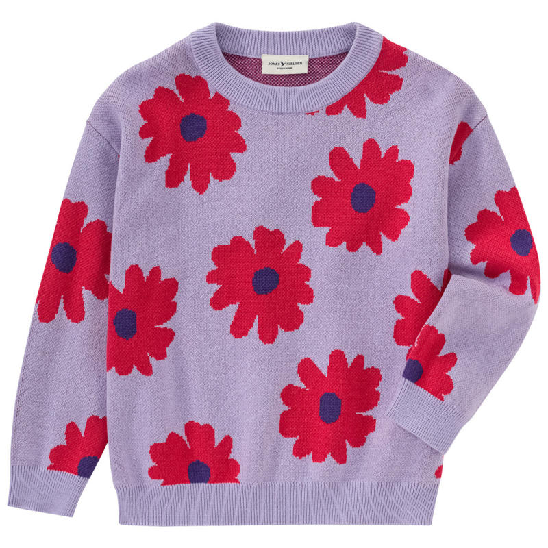 Mädchen Strickpullover mit Blumen-Allover (Nur online)