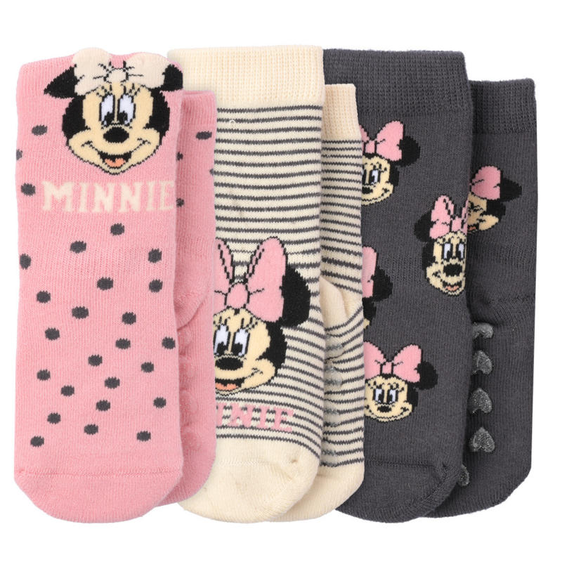 3 Paar Minnie Maus Frottee-Socken im Set