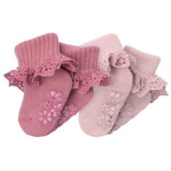 2 Paar Baby Stoppersocken mit Spitze