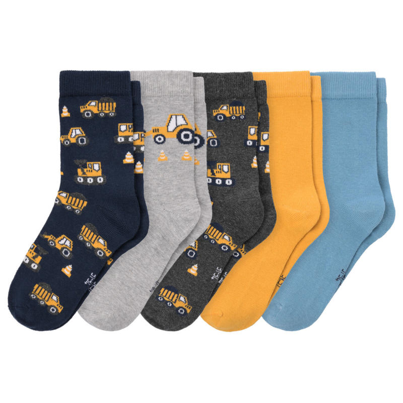 5 Paar Jungen Socken mit Fahrzeug-Motiven