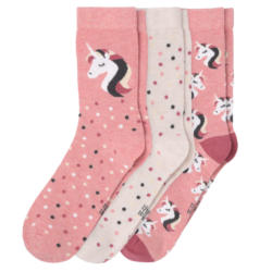 3 Paar Mädchen Socken mit Einhörnern