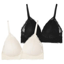 2 Damen Bralette-BHs aus floraler Spitze