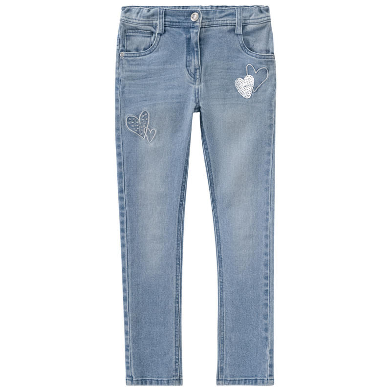 Mädchen Skinny-Jeans mit Herz-Stickerei