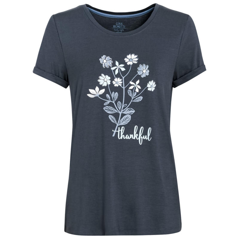 Damen Schlafshirt mit Blumen-Print