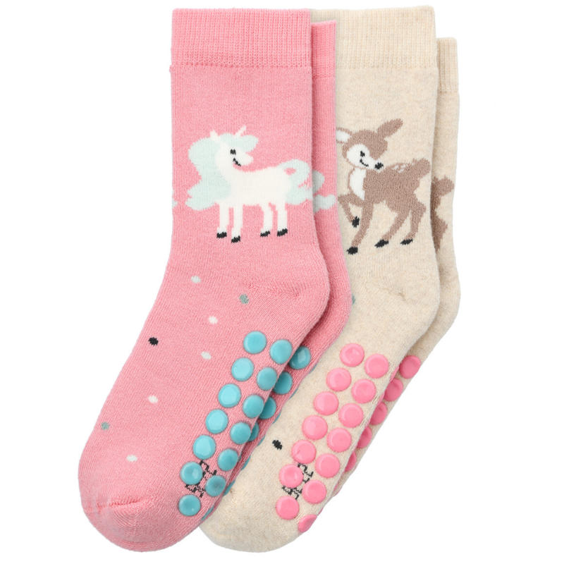 2 Paar Mädchen Stoppersocken mit Motiven