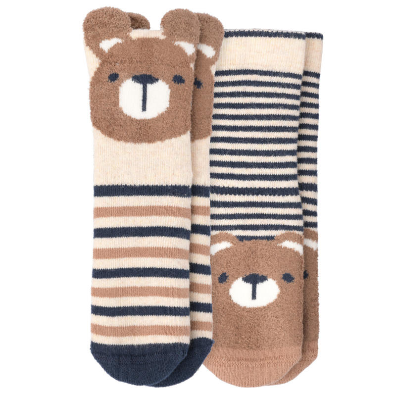 2 Paar Baby Socken mit Bären-Motiven