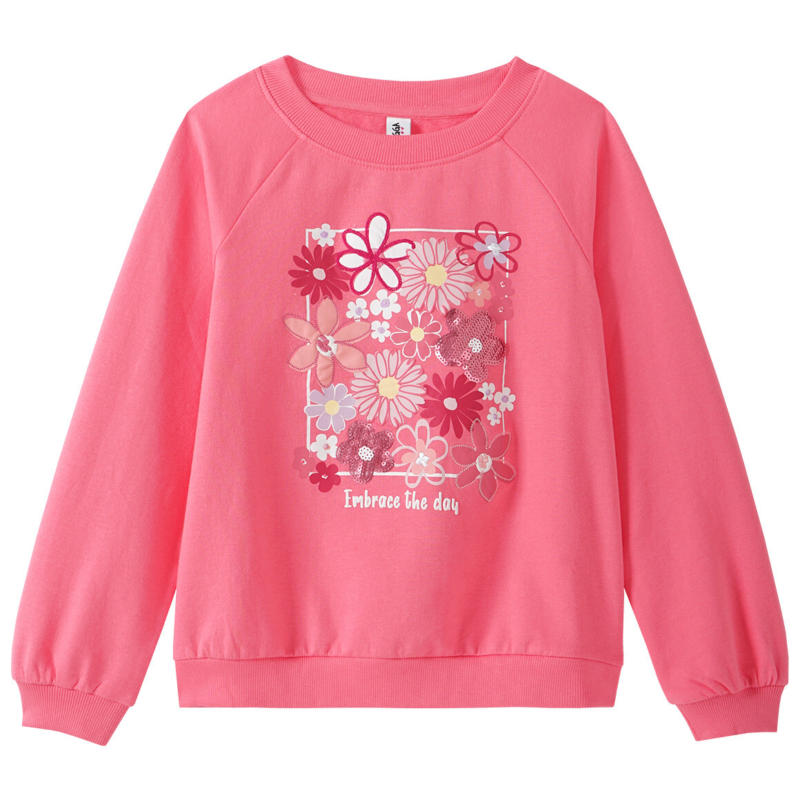 Mädchen Sweatshirt mit Blumen-Motiv