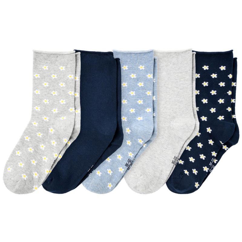 5 Paar Damen Socken mit Blümchen