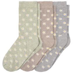 3 Paar Damen Socken mit Blümchen-Allover