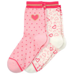 2 Paar Damen Socken mit Herzchen und Punkten