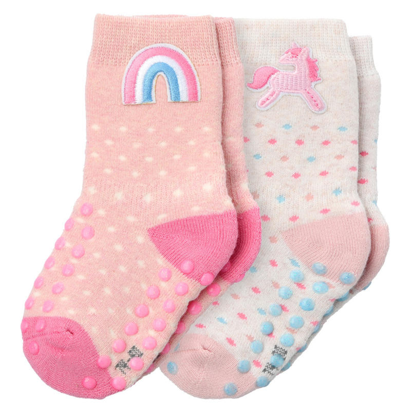 2 Paar Baby Krabbelsocken mit Applikation