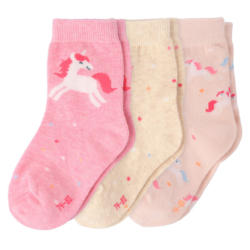 3 Paar Baby Socken mit Einhörnern und Punkten