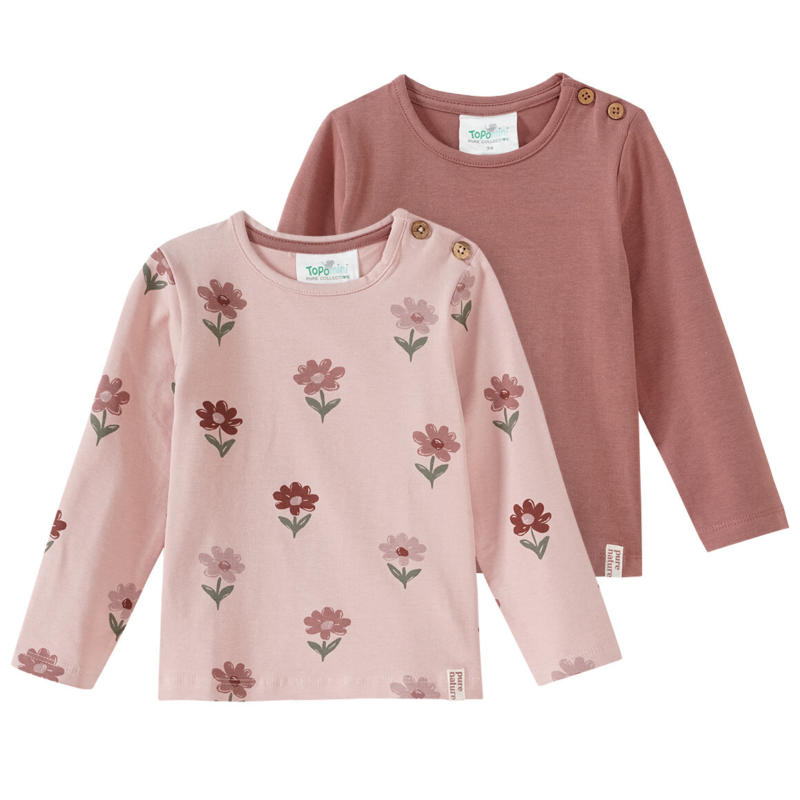 2 Baby Langarmshirts mit Blümchen (Nur online)