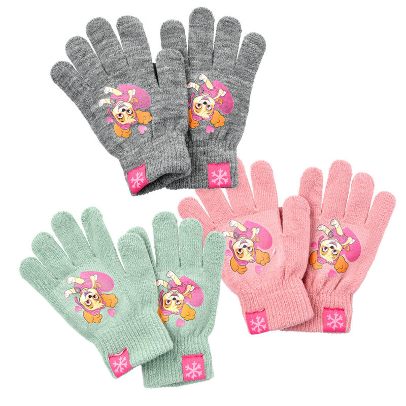 3 Paar PAW Patrol Handschuhe mit Print